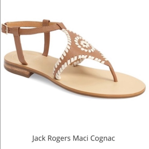 Jack Rogers Shoes - JACK ROGERS ‘Maci’ Leather Sandals in Cognac